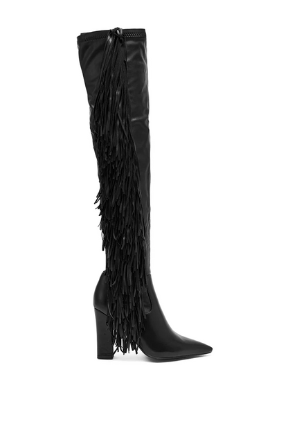 BLACK FRINGE CHUNKY BOOT