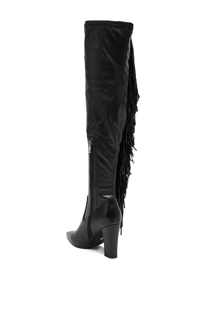 BLACK FRINGE CHUNKY BOOT