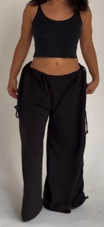 Drawstring Pleated Pants
