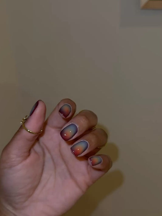 Rainbow Halo Cat Eye Nail Art