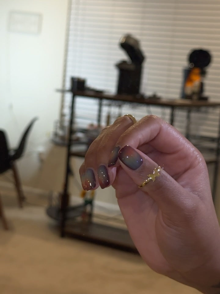 Rainbow Halo Cat Eye Nail Art