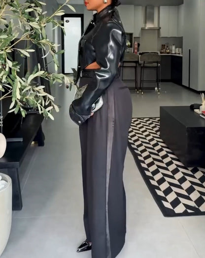Asymmetrical PU Crop Jacket