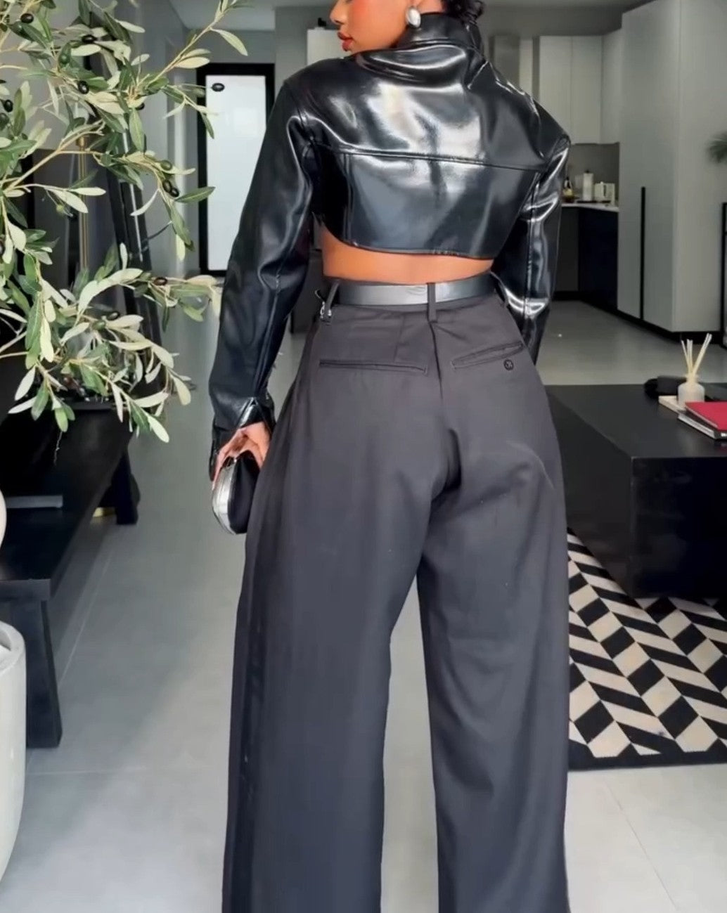 Asymmetrical PU Crop Jacket