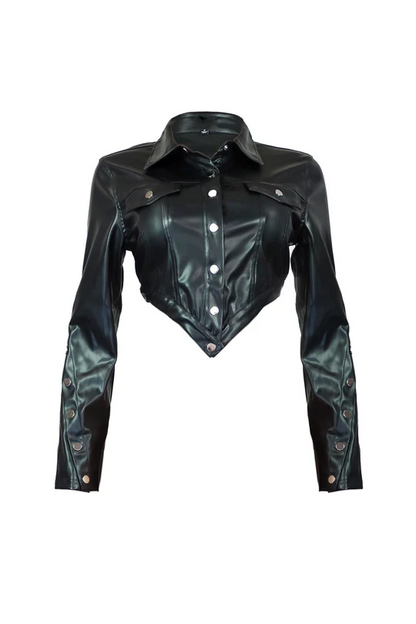 Asymmetrical PU Crop Jacket