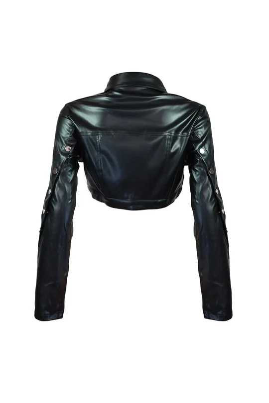 Asymmetrical PU Crop Jacket