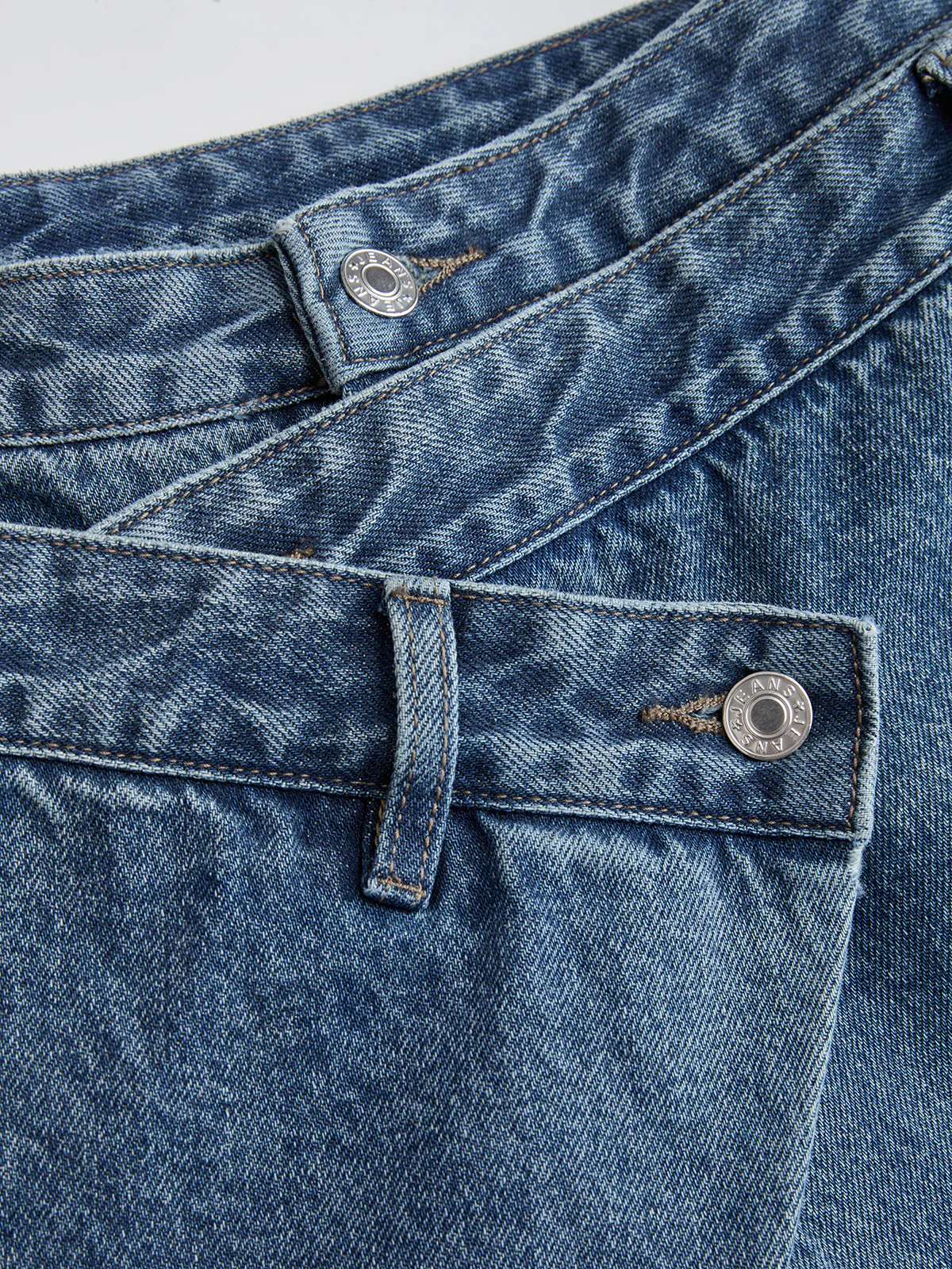 Cross-Front Wide-Leg Jeans