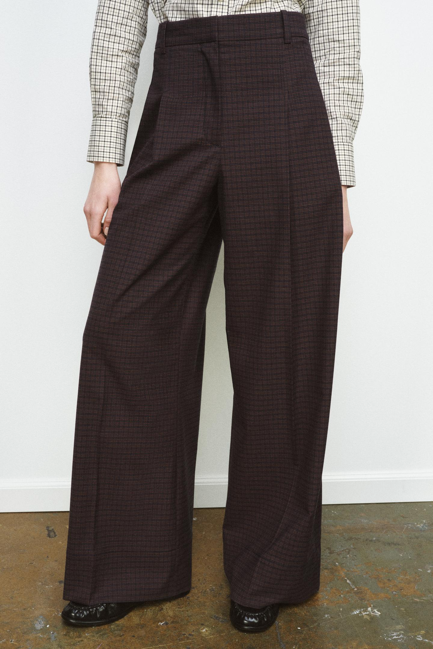 Plaid pleated pants