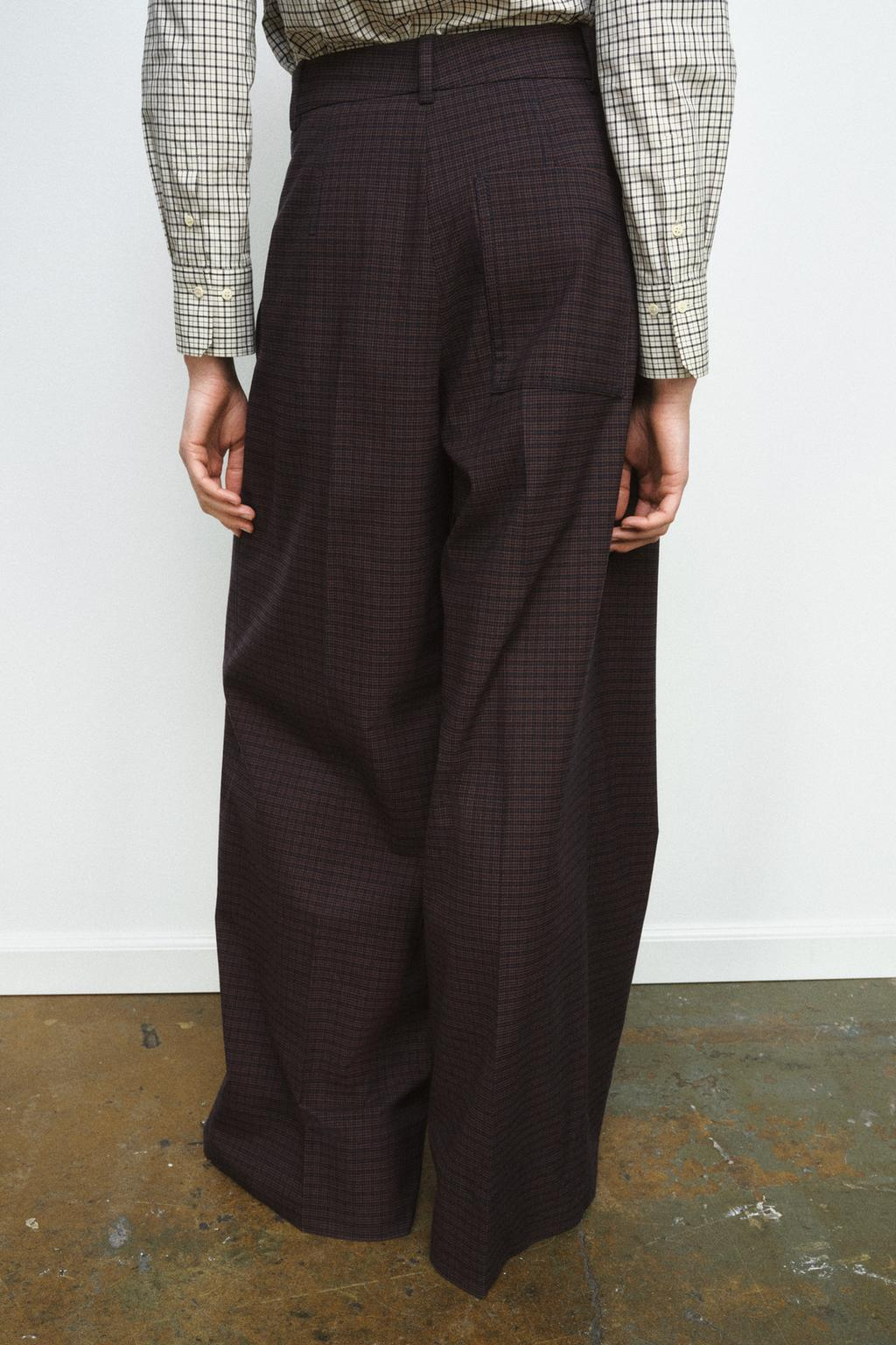 Plaid pleated pants
