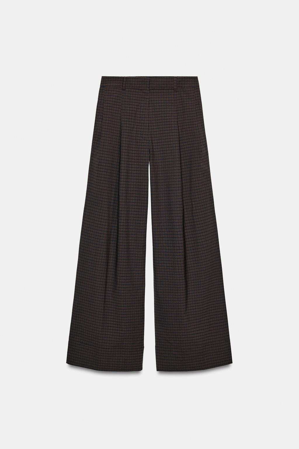 Plaid pleated pants