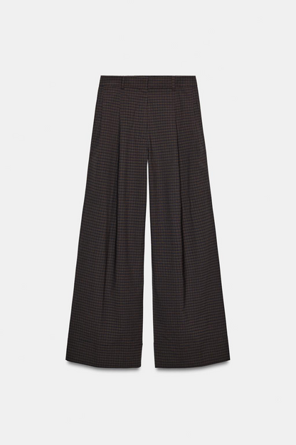 Plaid pleated pants