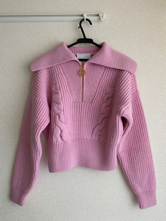 Pink Half-Zip Knit Sweater