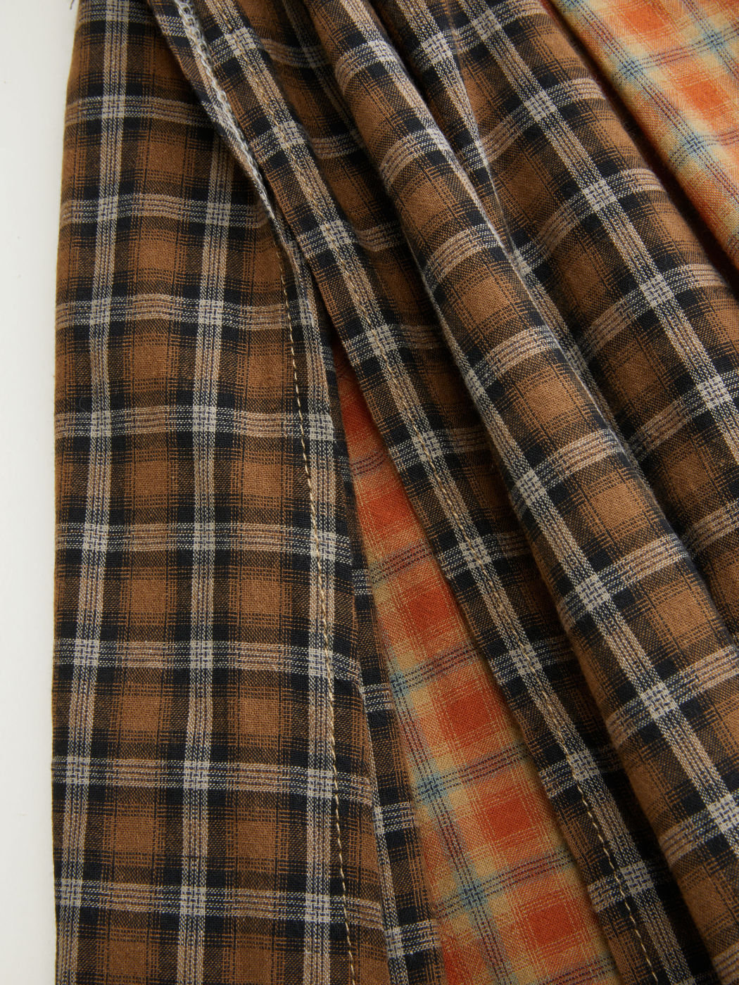 Denim Patchwork Plaid Split Skirt