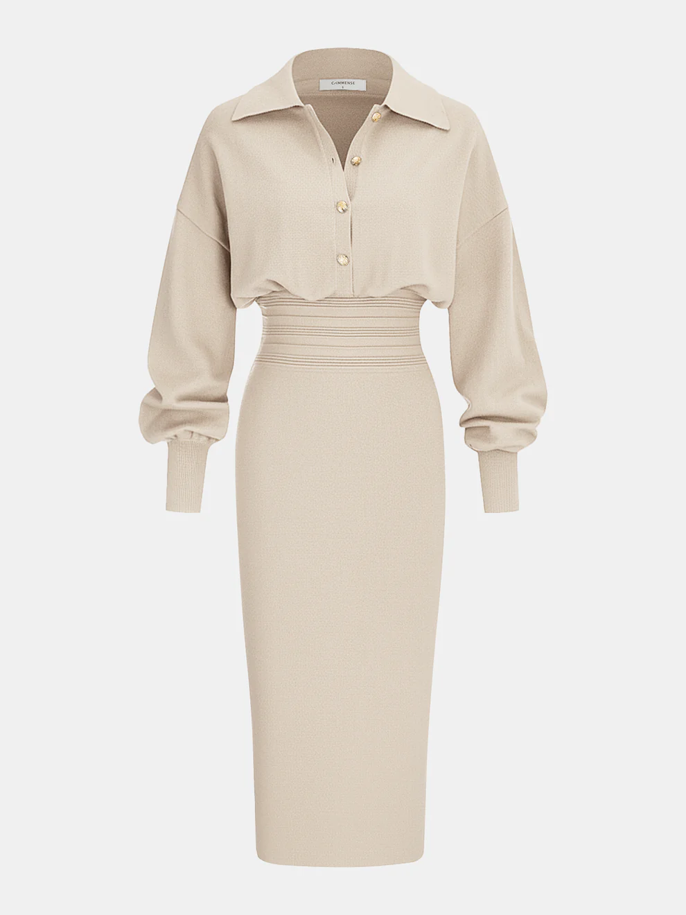 Cinched Waist Knit Shirt Dress