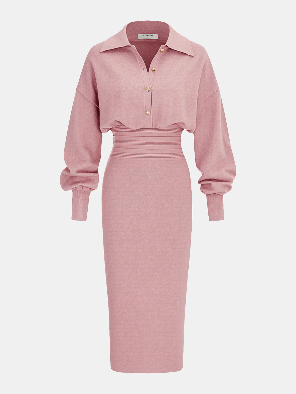 Cinched Waist Knit Shirt Dress