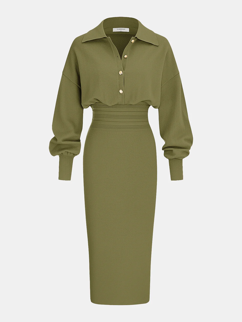 Cinched Waist Knit Shirt Dress