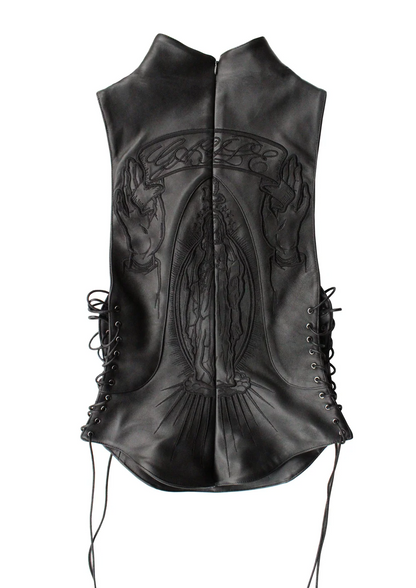 Leather bodice+Denim Corset Overalls