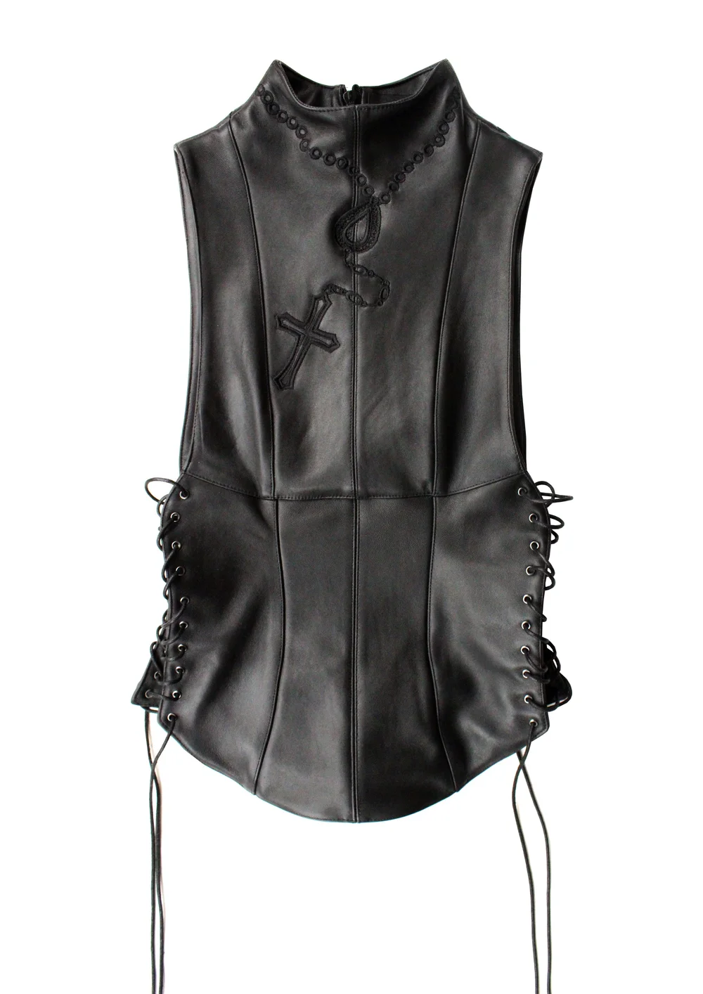 Leather bodice+Denim Corset Overalls