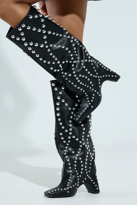 Studded Knee High Boot