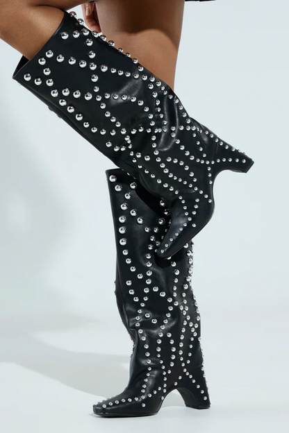 Studded Knee High Boot