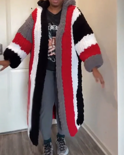 Knit hooded coat