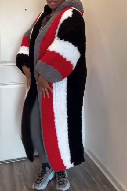 Knit hooded coat