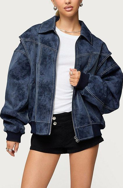 Faux Leather Bomber Jacket