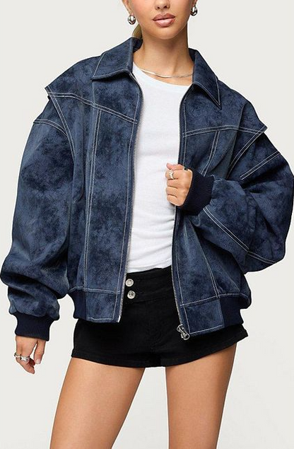 Faux Leather Bomber Jacket