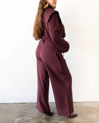 Exaggerated Shoulder Tracksuit Top+Corset Barrel Pants