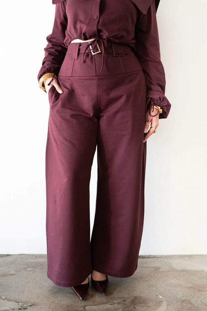 Exaggerated Shoulder Tracksuit Top+Corset Barrel Pants