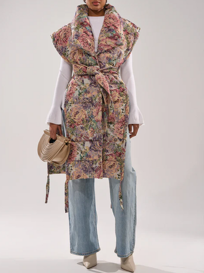 Printed Down Puffer Vest Jacket