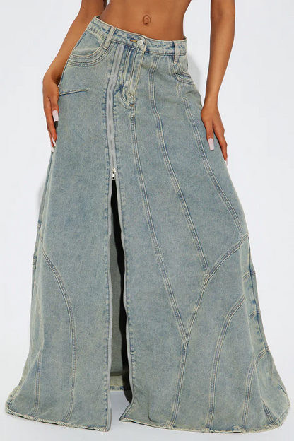 Tinted Denim Maxi Skirt