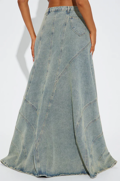 Tinted Denim Maxi Skirt