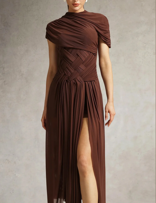 Braided Tulle Maxi Dress