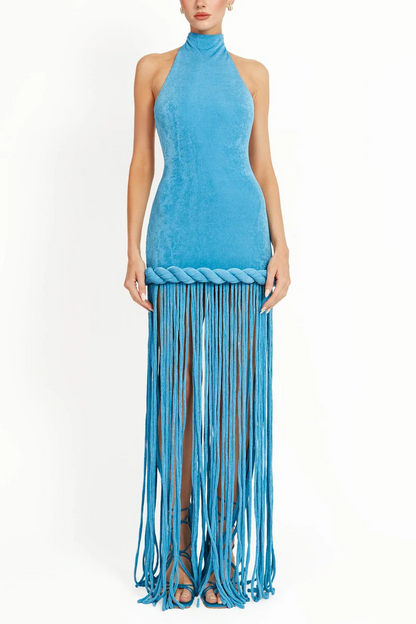 Pretty blue fringed dress