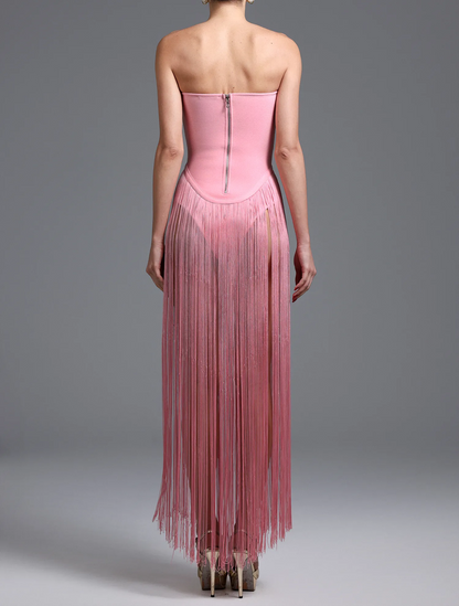 Strapless Fringe Dress