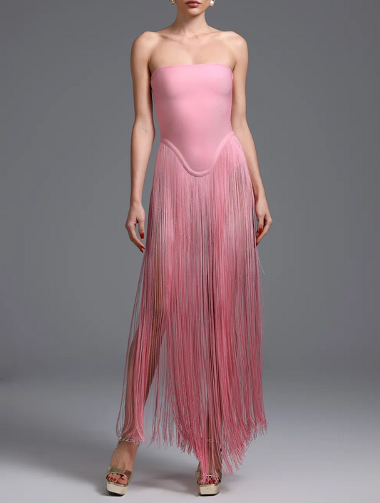 Strapless Fringe Dress