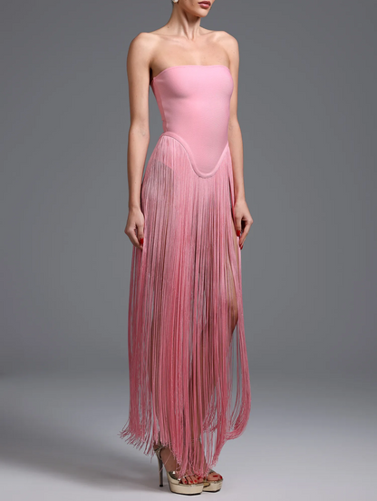 Strapless Fringe Dress