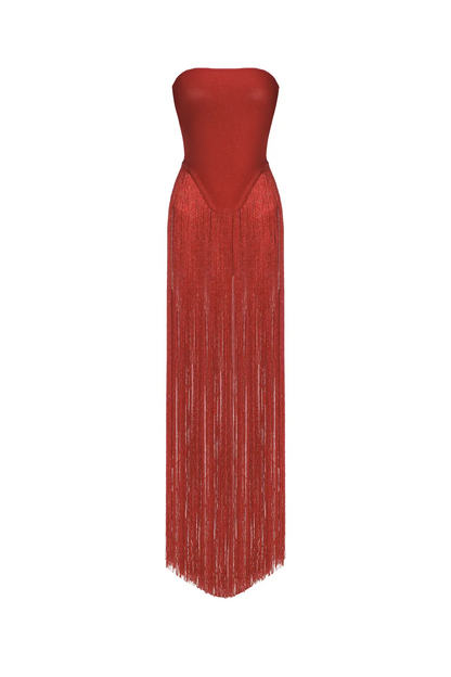 Strapless Fringe Dress