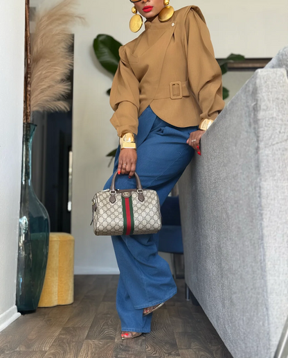 The Fitted Sculpted Jacket+Loose jeans
