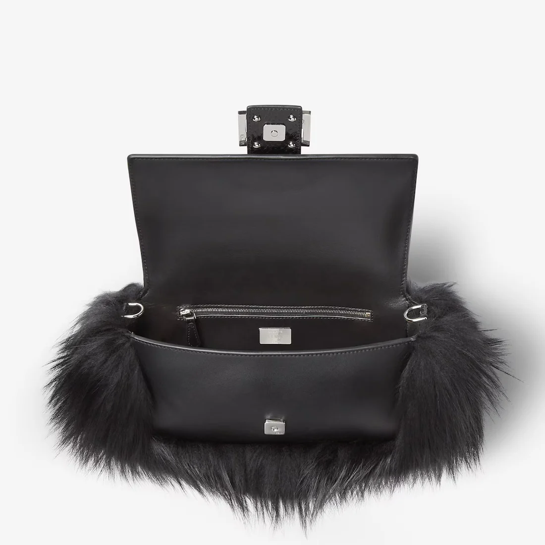 Black Leather and Fur Bag