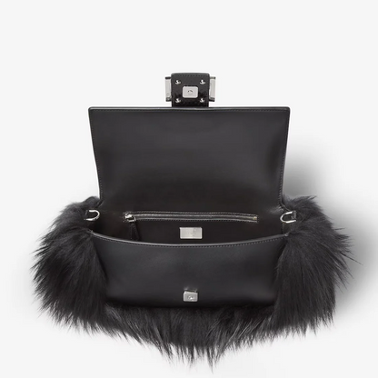Black Leather and Fur Bag