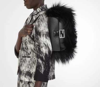 Black Leather and Fur Bag