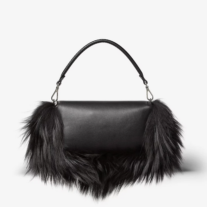 Black Leather and Fur Bag