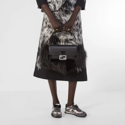 Black Leather and Fur Bag