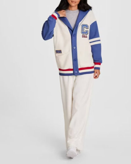 USA Full-Zip Button-Up Sweatshirt Set