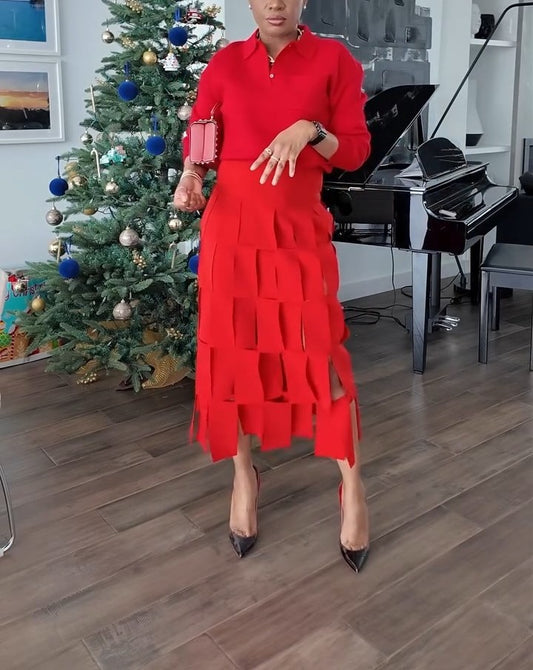 Multi-Angle Double-Layer Skirt Set