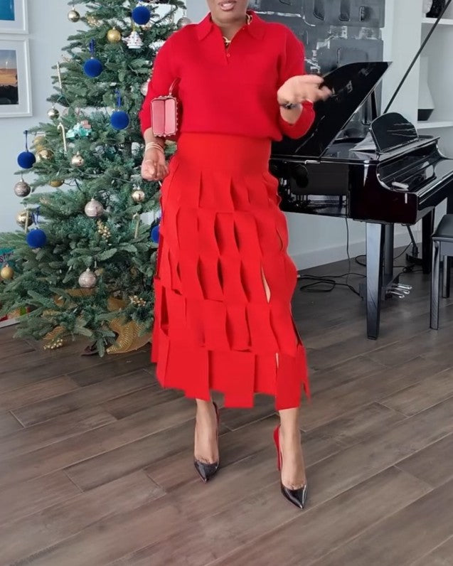 Multi-Angle Double-Layer Skirt Set