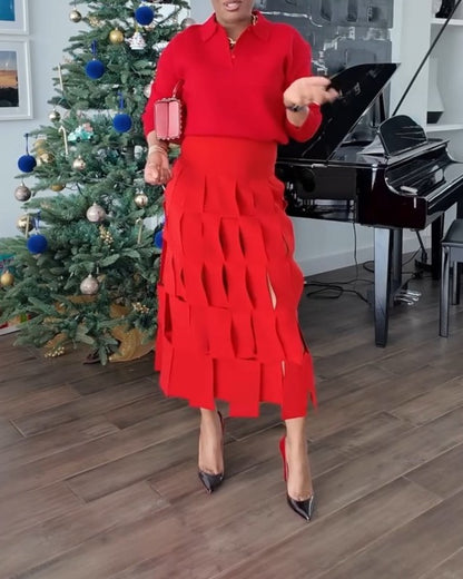 Multi-Angle Double-Layer Skirt Set