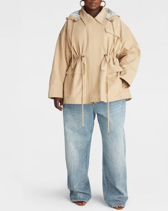 Drawstring-Waist Trench Jacket