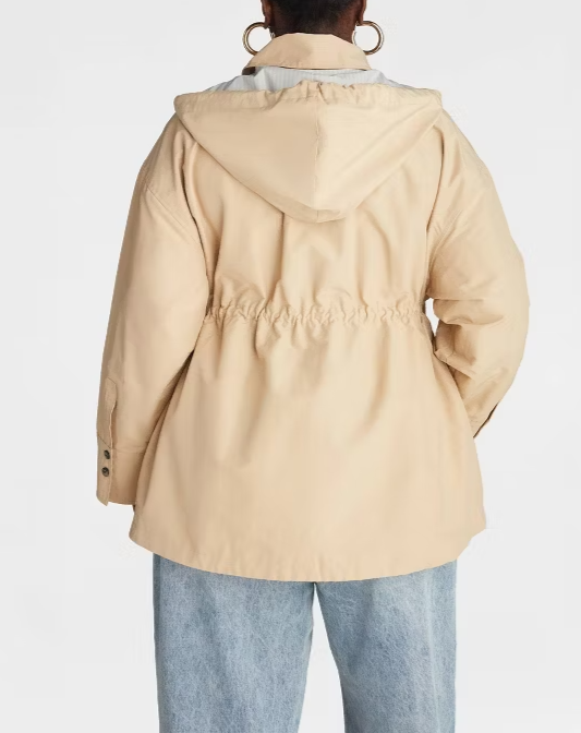 Drawstring-Waist Trench Jacket